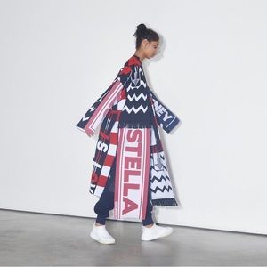 Like new STELLA MCCARTNEY Belted Wool-blend Jacquard Robe In Black $2,450